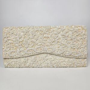 Vtg 50s Embroidered Beaded Sequined Clutch Broadway‎ Retro Glam Modern Royalty